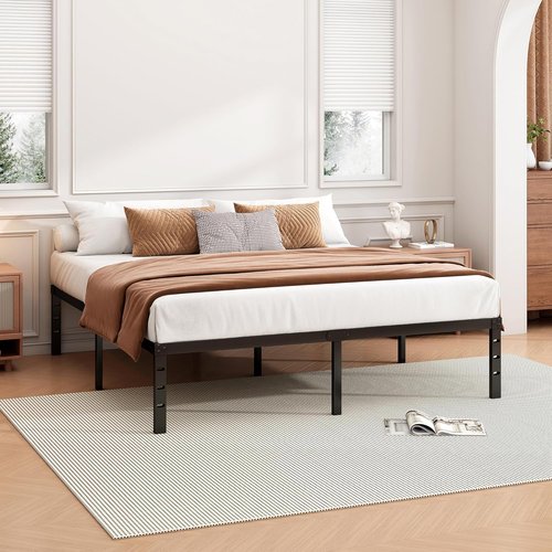 Hafenpo 18 Inch Full Bed Frame - Sturdy Metal Platform, No Box Spring Needed, Easy Assembly | Heavy Duty Black