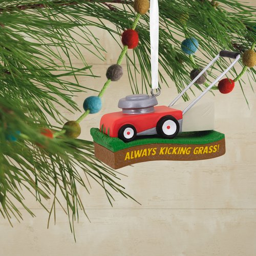 Hallmark Kicking Grass Lawn Mower Resin Christmas Ornament (0001HGO3054)
