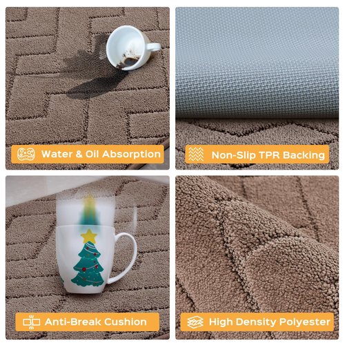 anllugs Machine Washable Kitchen Rugs 24" x 70", Non-Slip Kitchen Runner Rugs Mats for Floor, Absorbent Comfort Standing Mats for Kitchen, Sink, Laundry and Hallway, Rolled Packaging, Grayish Brown
