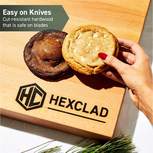 HexClad Extra Large Beechwood Cutting Board, Reversible, Hardwood, Great for Chopping, Cutting, or Serving Charcuterie, 24 x 18 Inches