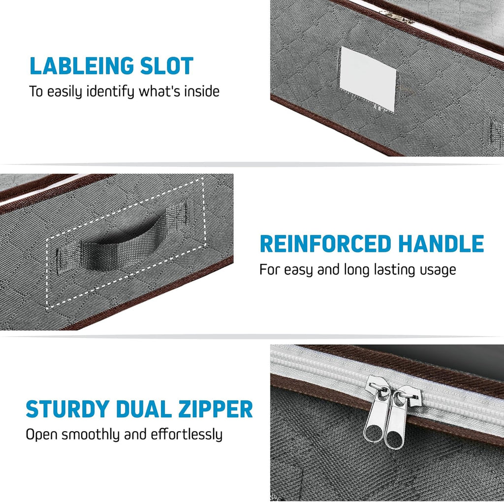 Under Bed Storage Bins - Pack of 4 Clear Top Containers with Handles for Clothes & Shoes