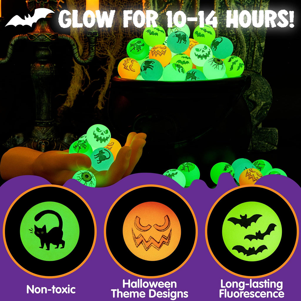 JOYIN 72 PCS Halloween Bouncy Balls, Glow in The Dark Bouncing Balls Eyeballs for Halloween Party favors Decorations, Halloween goodie bag fillers, Trick or Treating School Classroom Game Prizes
