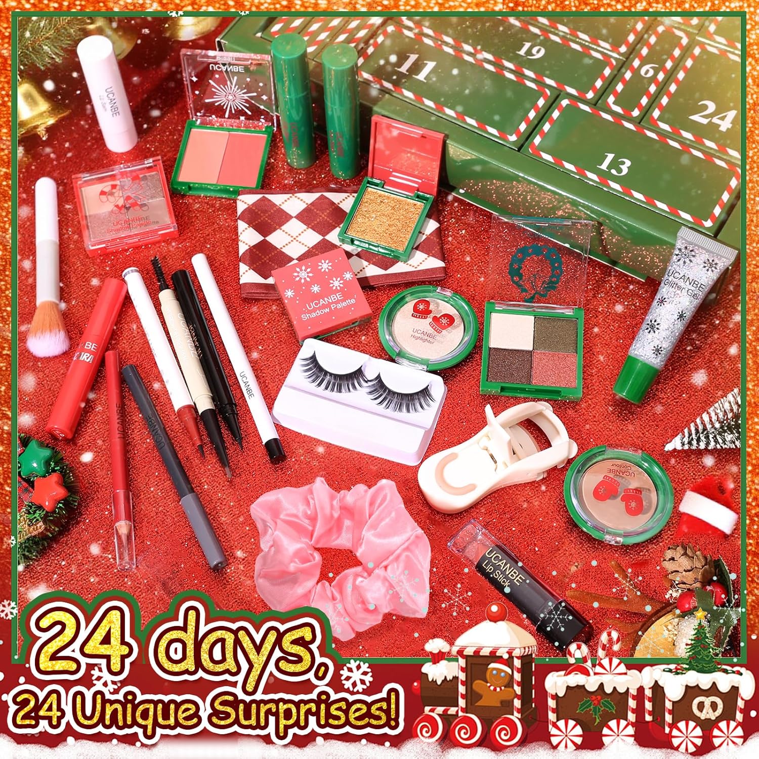 UCANBE Makeup Advent Calendar 2025 - 24-Piece Holiday Gift Set for Women & Teens | Beauty Surprises