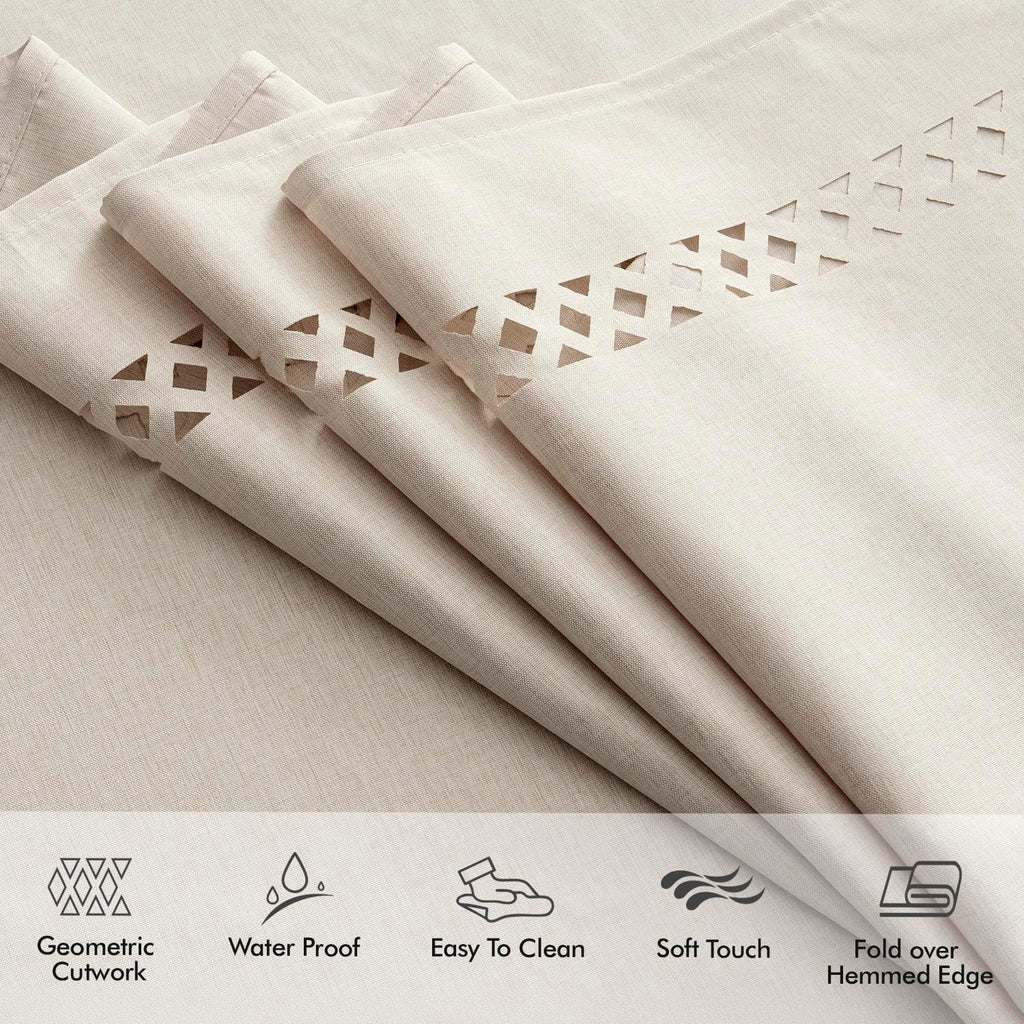 MIULEE Beige Rectangle Polyester Tablecloth with Decorative Cutouts Spring Waterproof Stain Resistant & Shrink-Proof Table Cloth 60x84 inch Farmhouse Style for Dining Wedding and Outdoor
