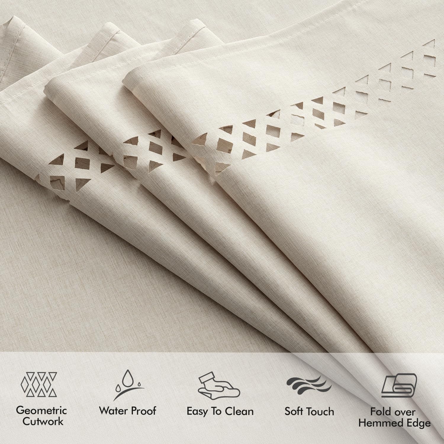 MIULEE Beige Rectangle Polyester Tablecloth with Decorative Cutouts Spring Waterproof Stain Resistant & Shrink-Proof Table Cloth 60x84 inch Farmhouse Style for Dining Wedding and Outdoor