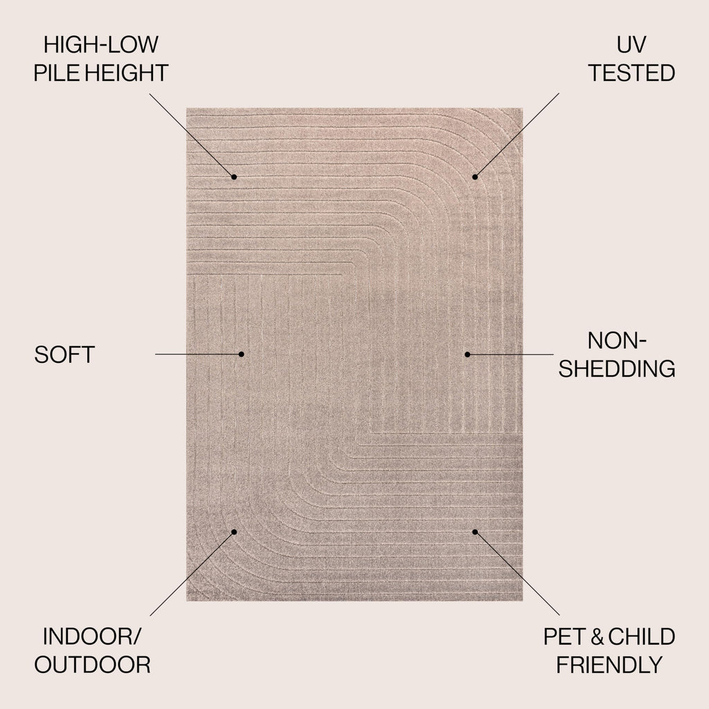 JONATHAN Y Odense High-Low Angle Light Taupe 8x10 Indoor/Outdoor Area Rug for Patio, Backyard, Living Room, Bedroom, Office, Hose-Washable (SCN101C-8)