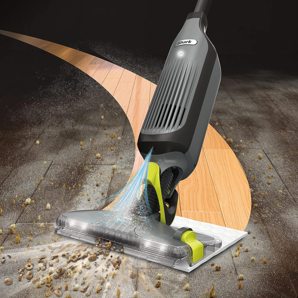 Shark VM252P10 VACMOP Pro Cordless Hard Floor Vacuum Mop - LED Headlights, 12 Pads & Cleaning Solution - Charcoal Gray