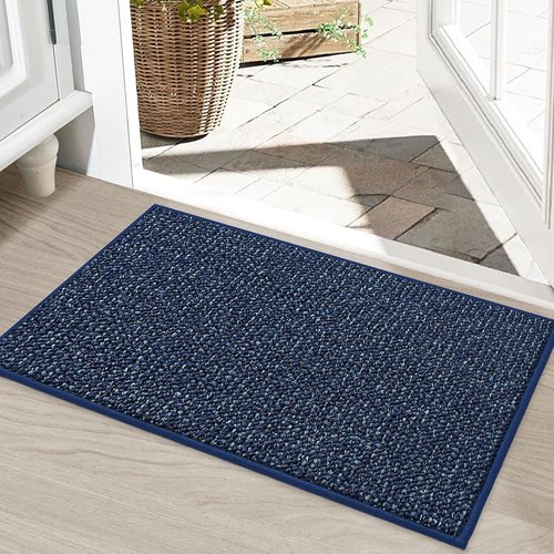 BEQHAUSE Dirt Trapper Door Mat - Non-Slip, Washable, Dirt Resistant | 20" x 32", Blue Entryway Mat