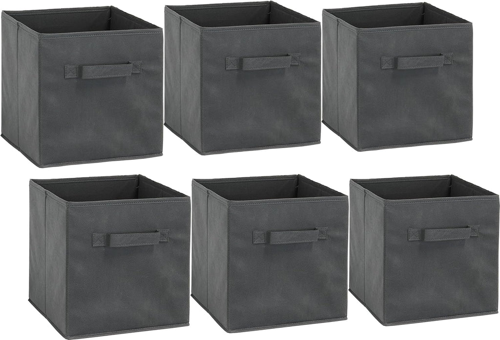 Simple Houseware Foldable Cube Storage Bins - 11-Inch Dark Gray Fabric Organizer | 6-Pack for Closet & Shelves