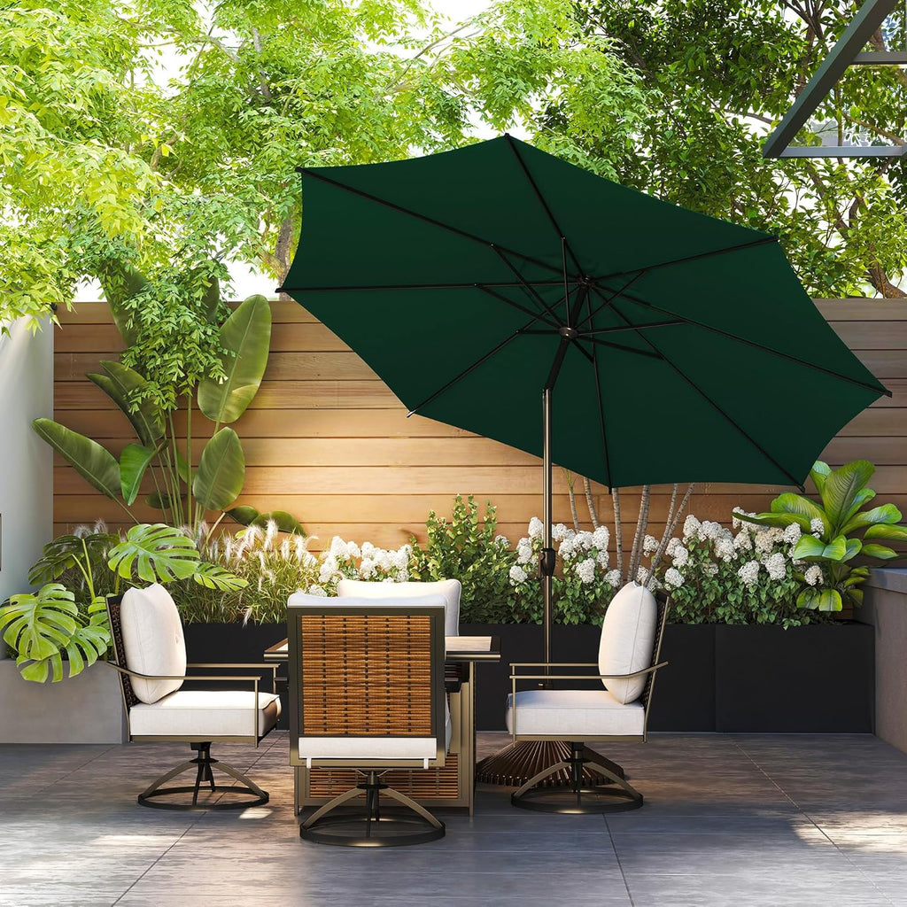 Abba Patio 9FT Lyon Outdoor Patio Umbrella - UV Protection, Waterproof, Push Button Tilt - Dark Green