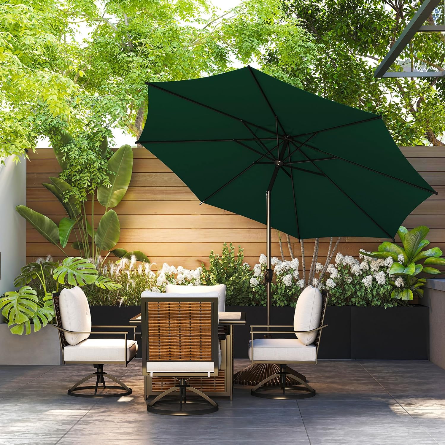 Abba Patio 9FT Lyon Outdoor Patio Umbrella - UV Protection, Waterproof, Push Button Tilt - Dark Green