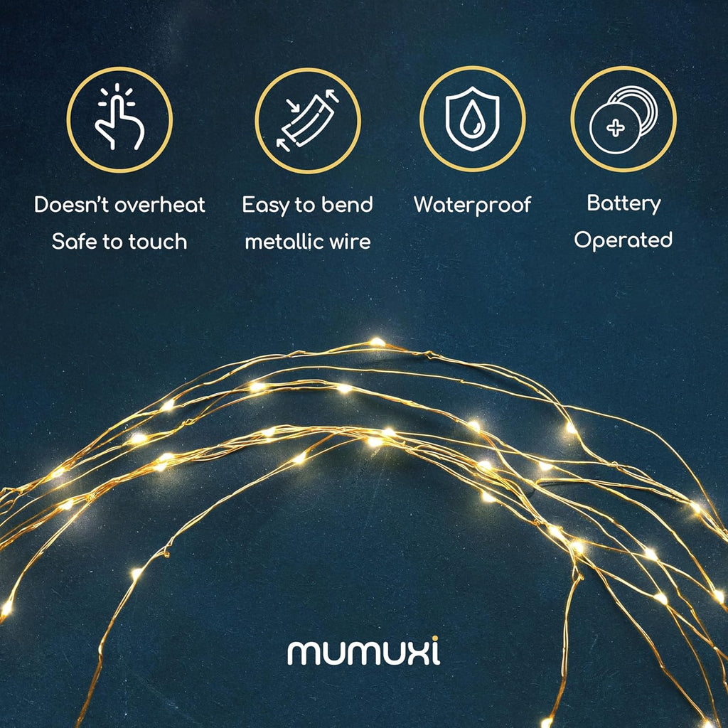 MUMUXI Fairy String Lights - 20 Pack 3.3ft Battery Operated Mini LEDs for Weddings & Parties | Warm White