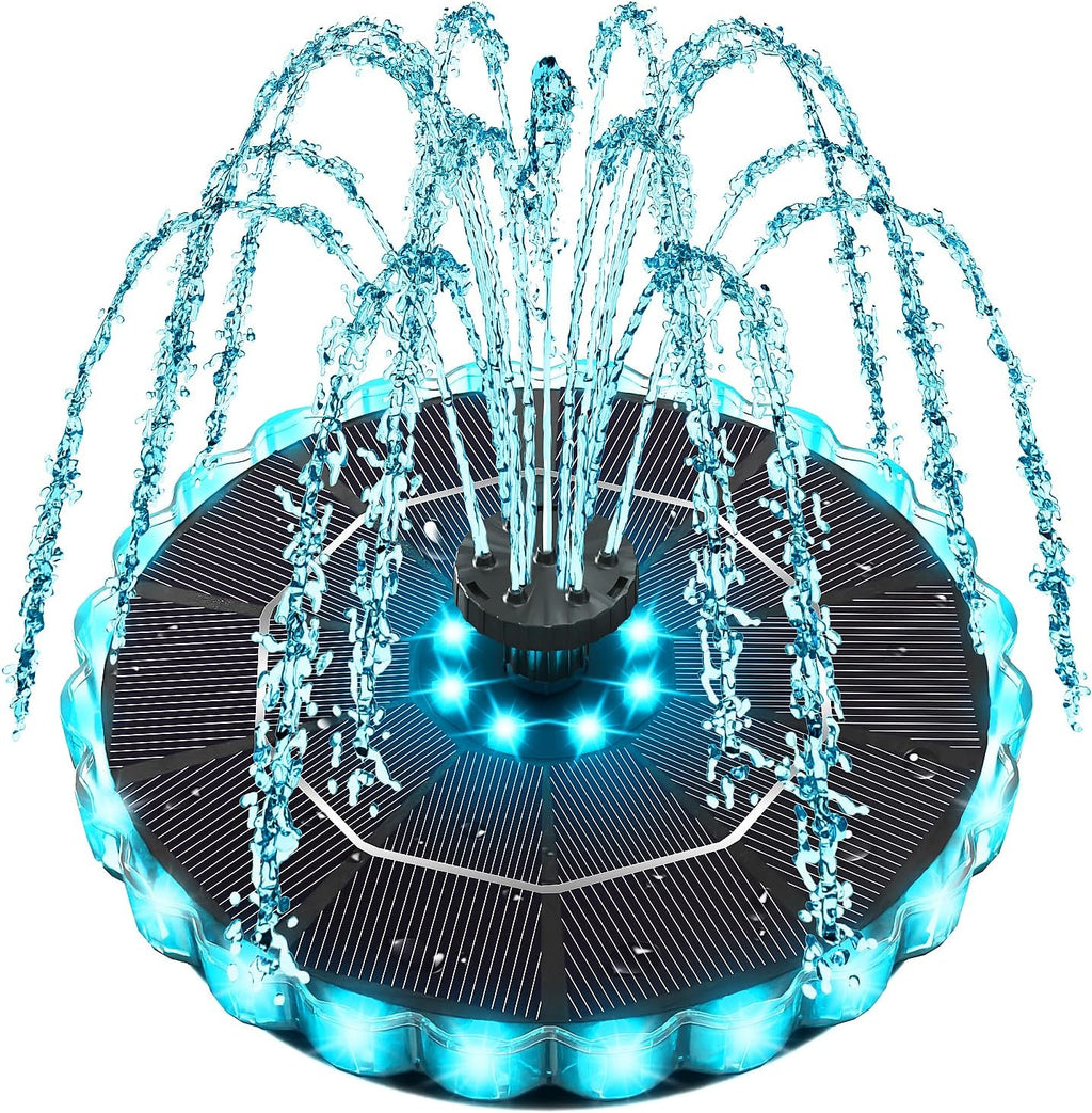 Yzert Solar Fountain - Colorful Ring Lights & 3.5W Pump with 2000mAh Battery for Outdoor Use