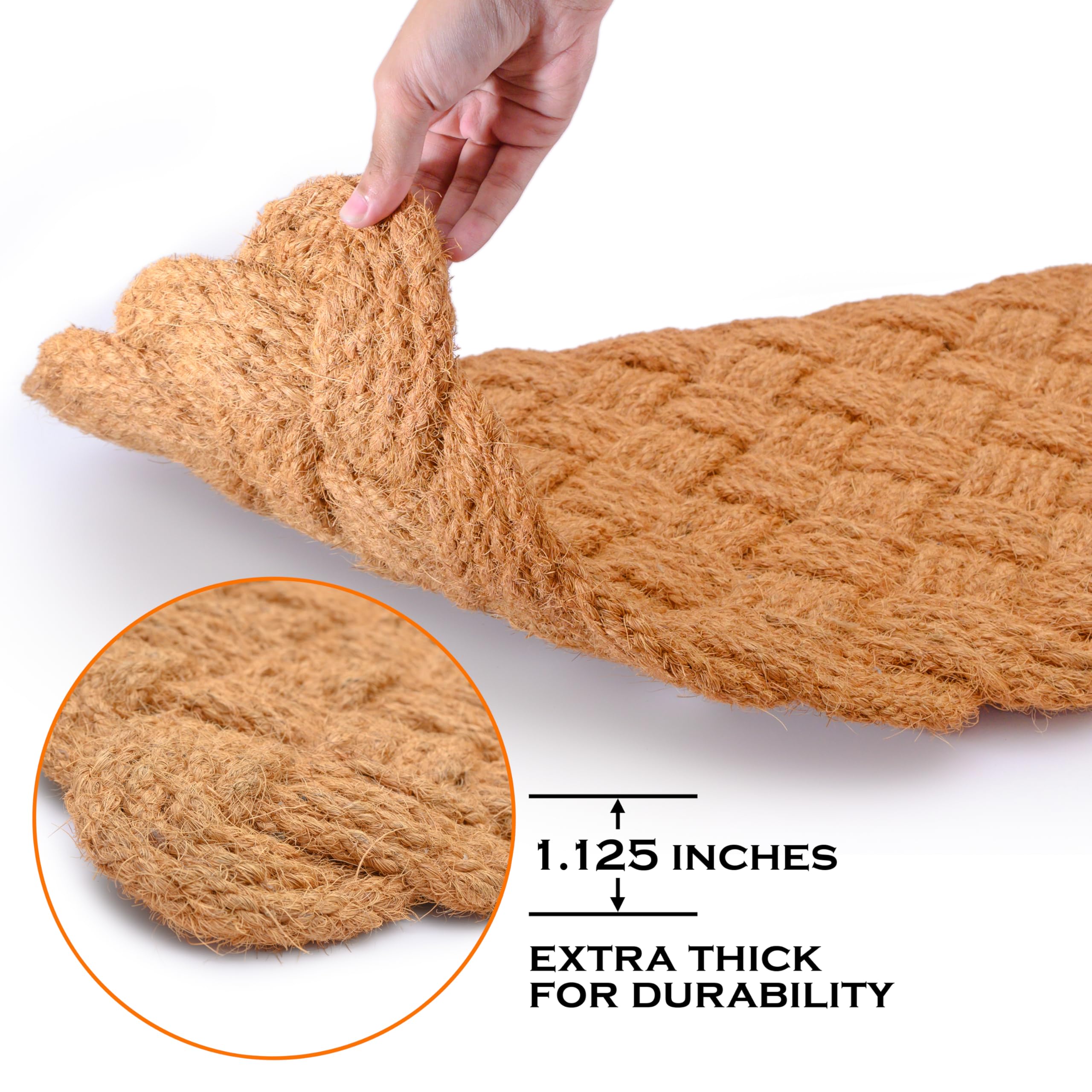 Rope Doormat 30x17 Inch, Woven Mat for Indoor and Covered Outdoor, Welcome Mat