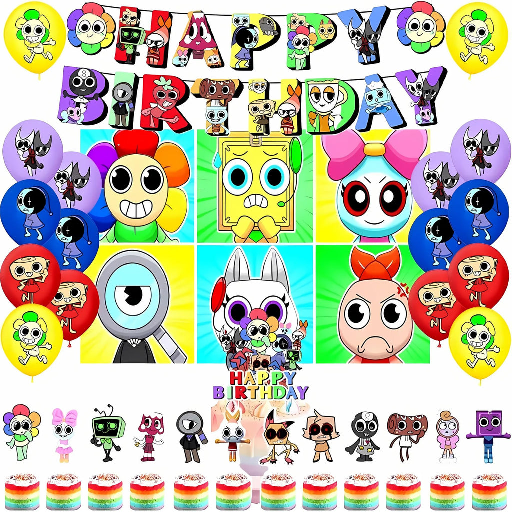 Lemoneon Birthday Party Decorations Supplies Happy Birthday Banner Cake Cupcake Toppers Balloons Background
