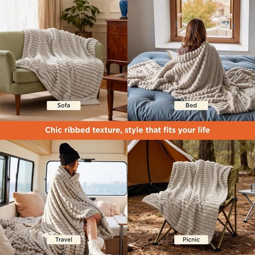 Bedsure GentleSoft Throw Blanket - Cozy Beige Fleece for Couch | Plush 50x60 Inches, Perfect Gift for Her & Him
