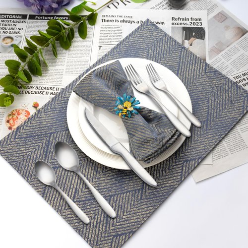 40 Pieces Silverware Set, Stainless Steel Flatware Set for 8, Matte Satin Polished Cutlery Set Include Forks Spoons and Knives, Dishwasher Safe Utensils Set for Home Restaurant