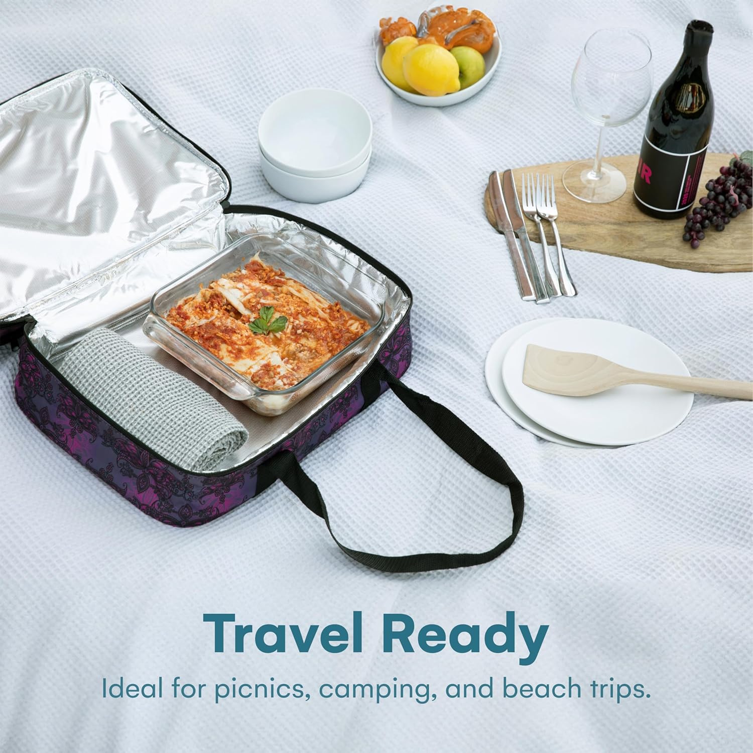 VP Home Double Casserole Insulated Food Containers - Stylish Henna Tattoo Design for Travel & Picnics