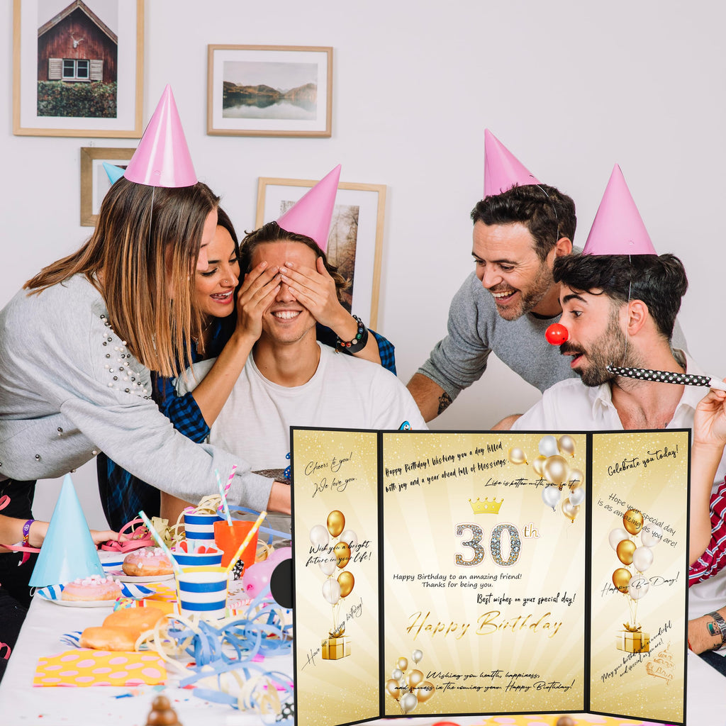 Pranski Black Gold 1st-99th Happy Birthday Party Decorations 18"x12" Birthday Guest Book for Men Women Suitable for All Ages Birthday Gifts Birthday Card