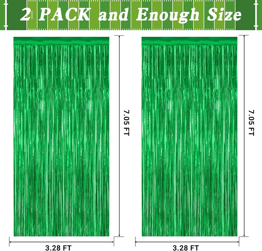 Skiennix Green Streamer Backdrop - 12 Pack Metallic Foil Fringe Curtains | 3.28 FT x 7.05 FT Party Decor