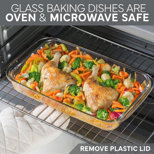 Cook With Color 8-Piece Deep Glass Baking Dish Set - Versatile Casserole & Food Storage Containers | Freezer-to-Oven, Microwave & Dishwasher Safe, Fluted Grey
