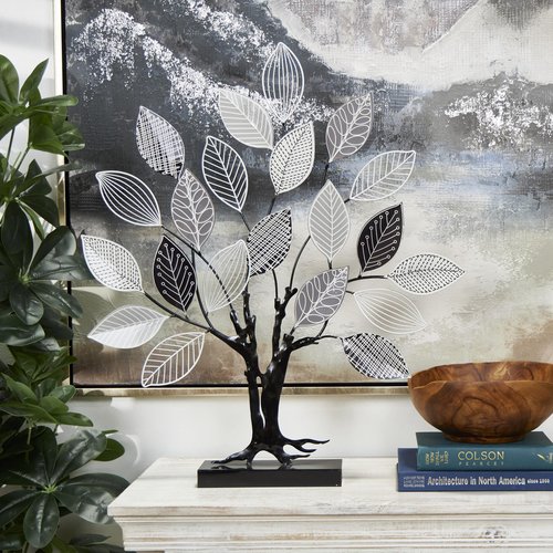 Deco 79 Metal Tree Decorative Sculpture Home Decor Statue, Accent Figurine 27" x 4" x 31", Black