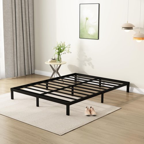 DiaOutro 7 Inch Full Size Bed Frame Heavy Duty Low Profile Metal Platform No Box Spring Needed Mattress Foundation, Easy to Assembly, Noise Free, Black