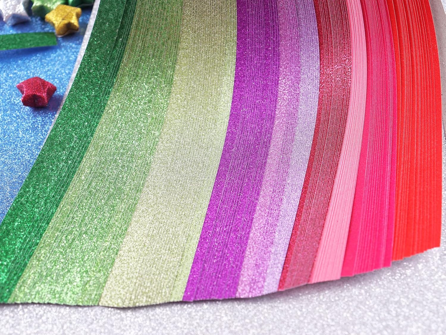 Mluchee 360 Sheets Glitter Lucky Stars Paper Strips - 18 Colorful Folding Papers for DIY Projects & Gifts