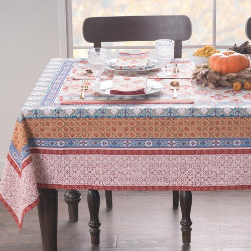 Maison d' Hermine Table Cloth Rectangle Table 100% Cotton 60 x 108 Inches Fall Tablecloth Reusable Everyday Use for Thanksgiving Christmas Decorations Dining Farmhouse Party (Romane)