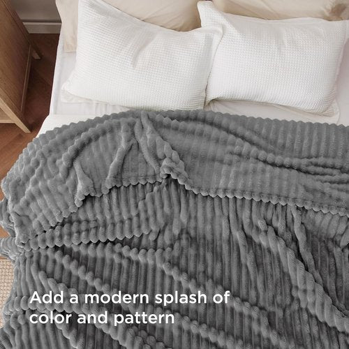 Bedsure GentleSoft Fleece Blanket - Cozy Frost Gray Throw for Couch, Perfect for Women & Girls, 90x90 Inches