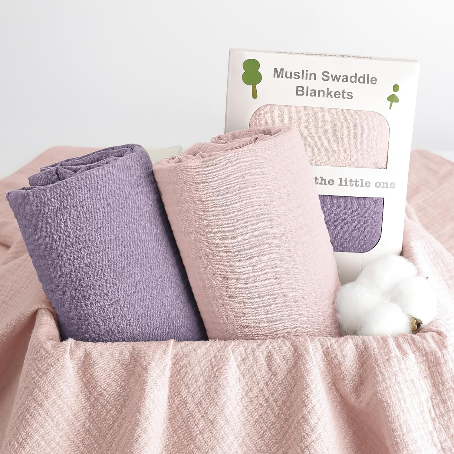Susurration Muslin Receiving Blanket - 100% Cotton Soft Swaddle for Newborns | Unisex Pink 38x40 Inch