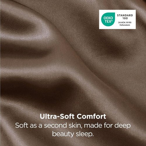 Bedsure King Size Satin Pillowcase Set - Brown Pillow Cases for Hair & Skin, 20x36 Inches, 2 Pack