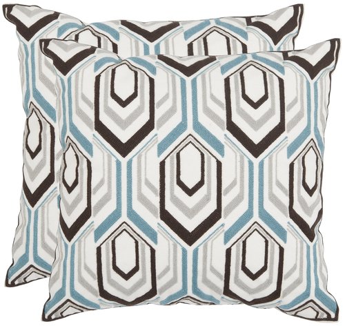 SAFAVIEH Pillows Collection Indie Decorative Pillow, 18-Inch, Brown and Grey, Set of 2