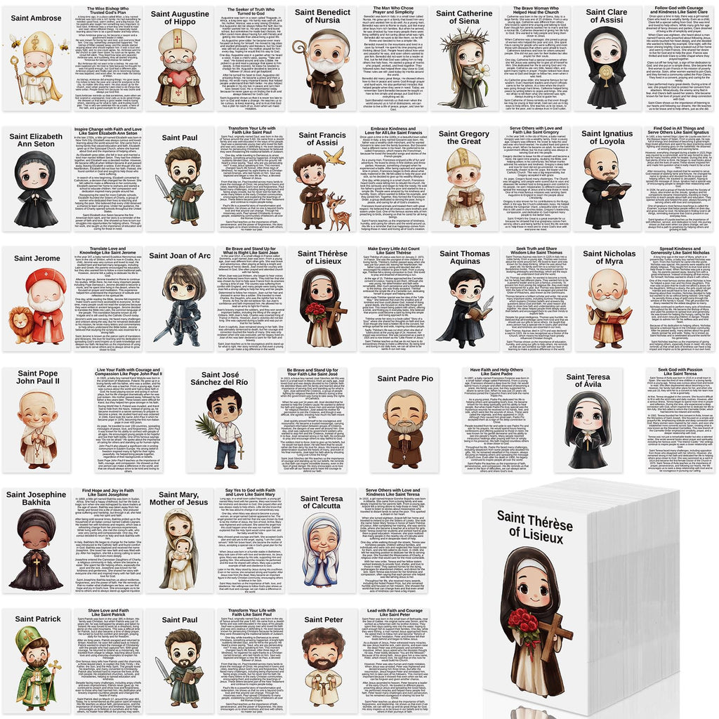 Motiskyy 120 Pcs Catholic Gift Catholic Prayer Card with Saint Stories Cute Holy Prayer Card Bookmark Bulk for Teacher Student Sunday School Classroom Bible Study Religious Education Activity