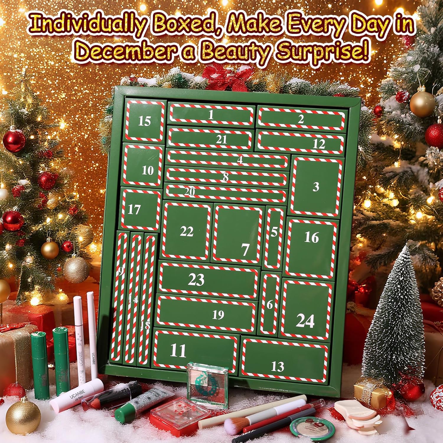 UCANBE Makeup Advent Calendar 2025 - 24-Piece Holiday Gift Set for Women & Teens | Beauty Surprises