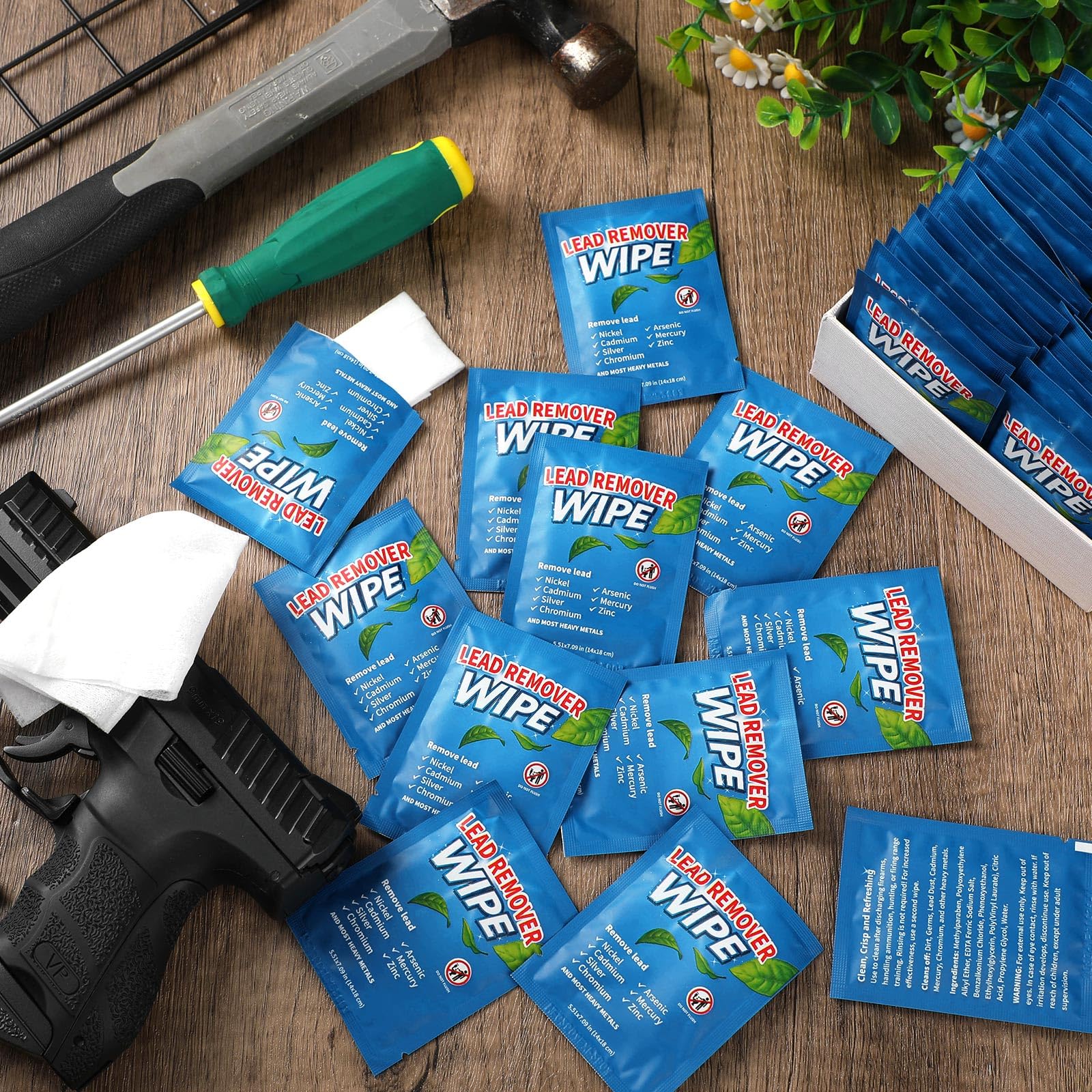 Heigble 100 Pack Lead Remover Wipes for Shooting Hand&Surface Cleaning Wipes Effectively Removes Lead, Dust, Oil&Grime Individually Wrapped Wipe for Shooting Ranges, Hunting, Industrial Use (Blue)