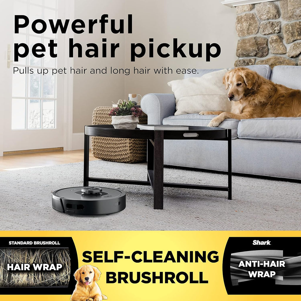 Shark RV2310 Robot Vacuum - Self-Cleaning Brushroll for Pet Hair | Precision Home Mapping, Wi-Fi, Black/Silver