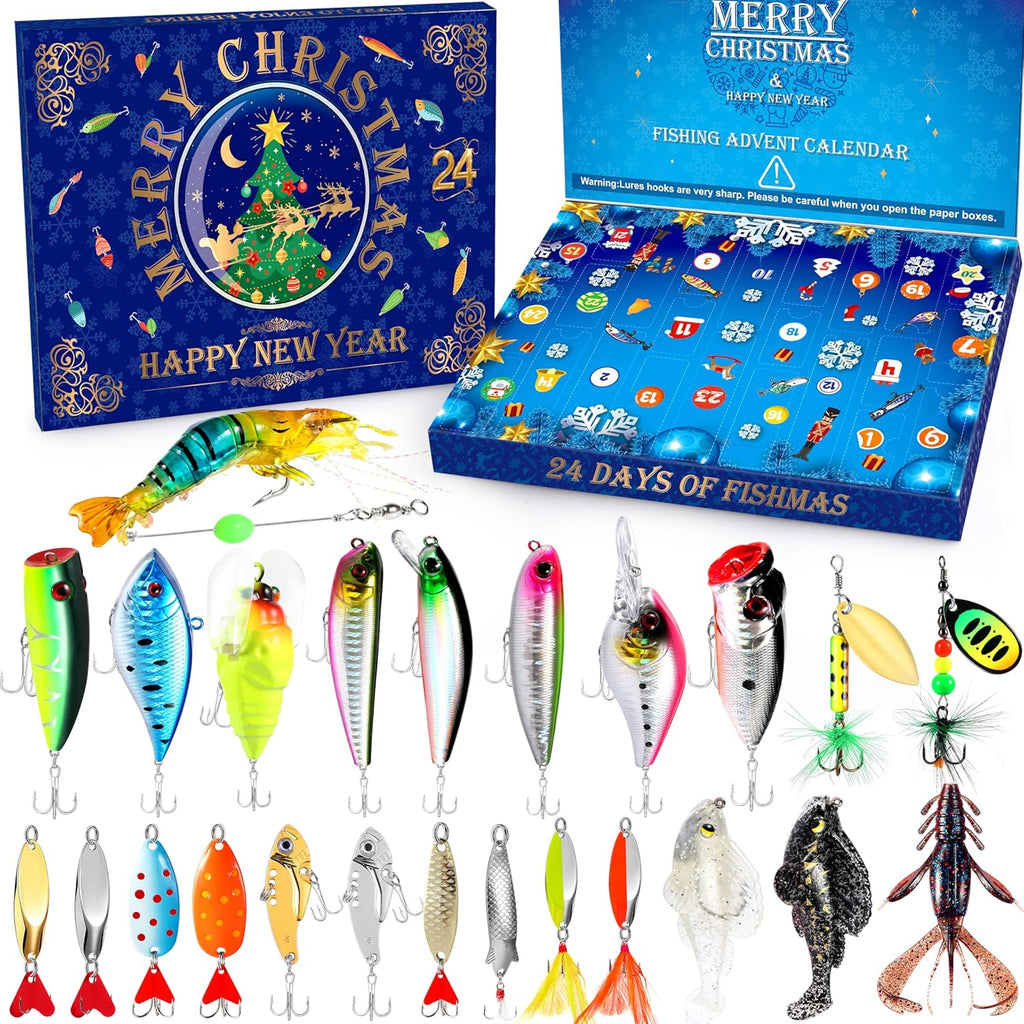 PLUSINNO Fishing Advent Calendar 2025 - 24 Days of Lures & Tackle | Perfect Christmas Gift for Men & Teens
