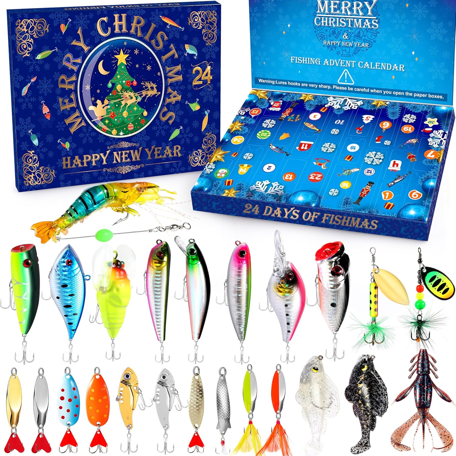 PLUSINNO Fishing Advent Calendar 2025 - 24 Days of Lures & Tackle | Perfect Christmas Gift for Men & Teens