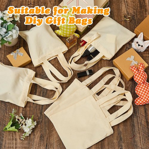 Amylove 72 Pcs Mini Tote Bag Sublimation Blank Canvas Tote Bags Reusable Grocery Luggage DIY Sack Goody for Party Even (8.5 x 8 Inch,Natural Color)