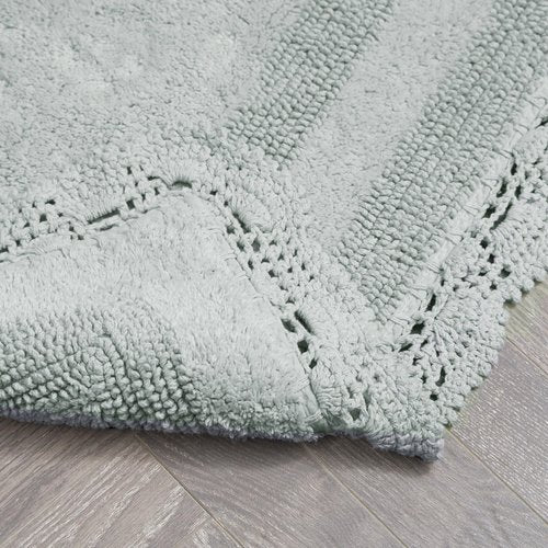 Laura Ashley Absorbent Bath Mat Reversible Crochet Soft and Plush Bathroom Mat 100% Cotton 24x40 Bath Rug, Sage Green