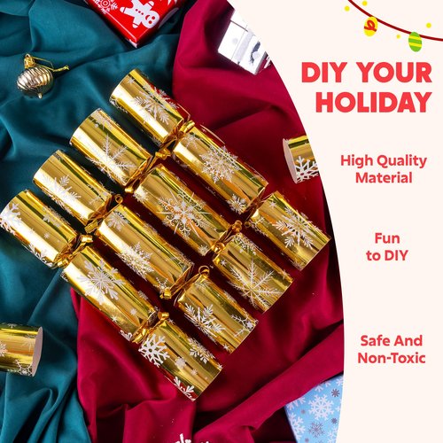 JOYIN 12 Pack Christmas Party Favor Non-Snap Gold Snowflake Design Party Table Favors with Holiday Party Favor Supplies for Kids and Adults, Christmas Parties, Dinners and Holidays