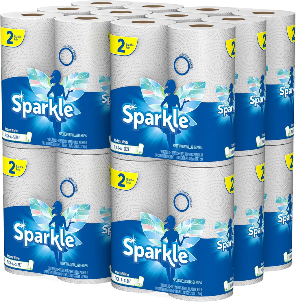 Sparkle Paper Towels - Pick-A-Size, 2 Rolls = 4 Regular Rolls | Pack of 24 for Everyday Value