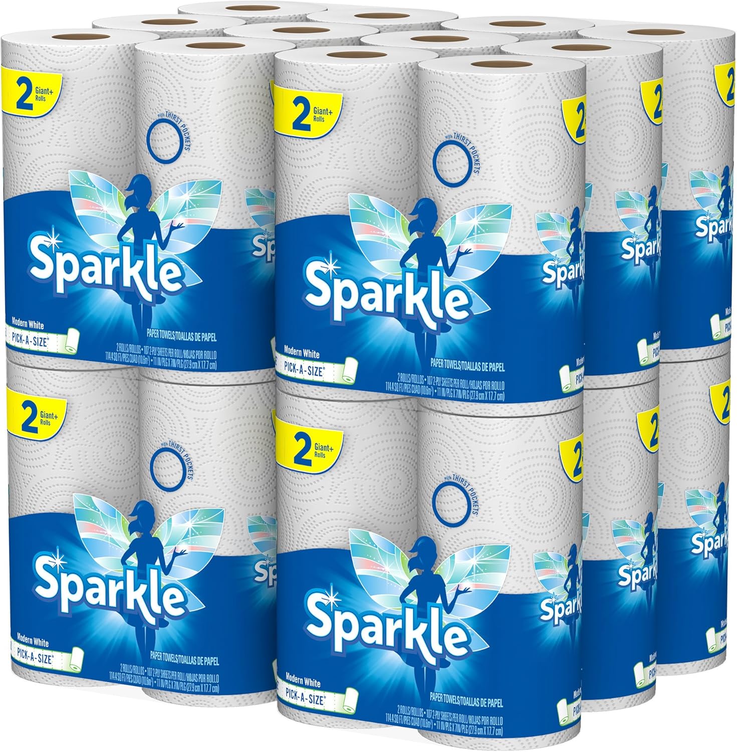 Sparkle Paper Towels - Pick-A-Size, 2 Rolls = 4 Regular Rolls | Pack of 24 for Everyday Value