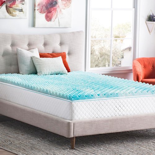 Linenspa Gel Memory Foam Mattress Topper - Reversible Egg Crate Design for Comfort - California King Size