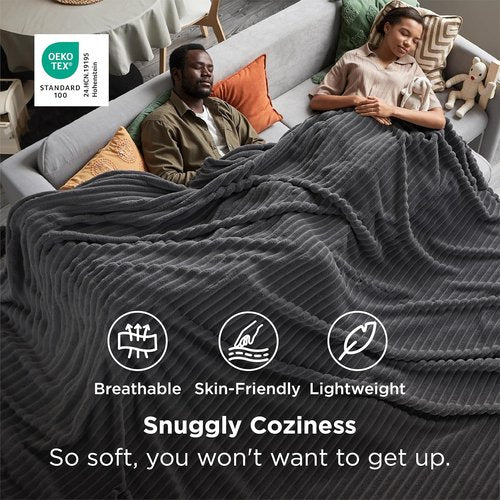 Bedsure GentleSoft Fleece Blanket - Cozy Large Throw for Bed, Grey, 120x120 Inches