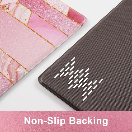 Likiyol Marble Kitchen Rugs Set of 2 Kitchen Mats for Floor Anti Fatigue Mats for Kitchen Floor, Pink Ombre Kitchen Rugs Non Slip Washable Comfort Standing Kitchen Decor Mat, 18'' x 48'' + 18'' x 30''