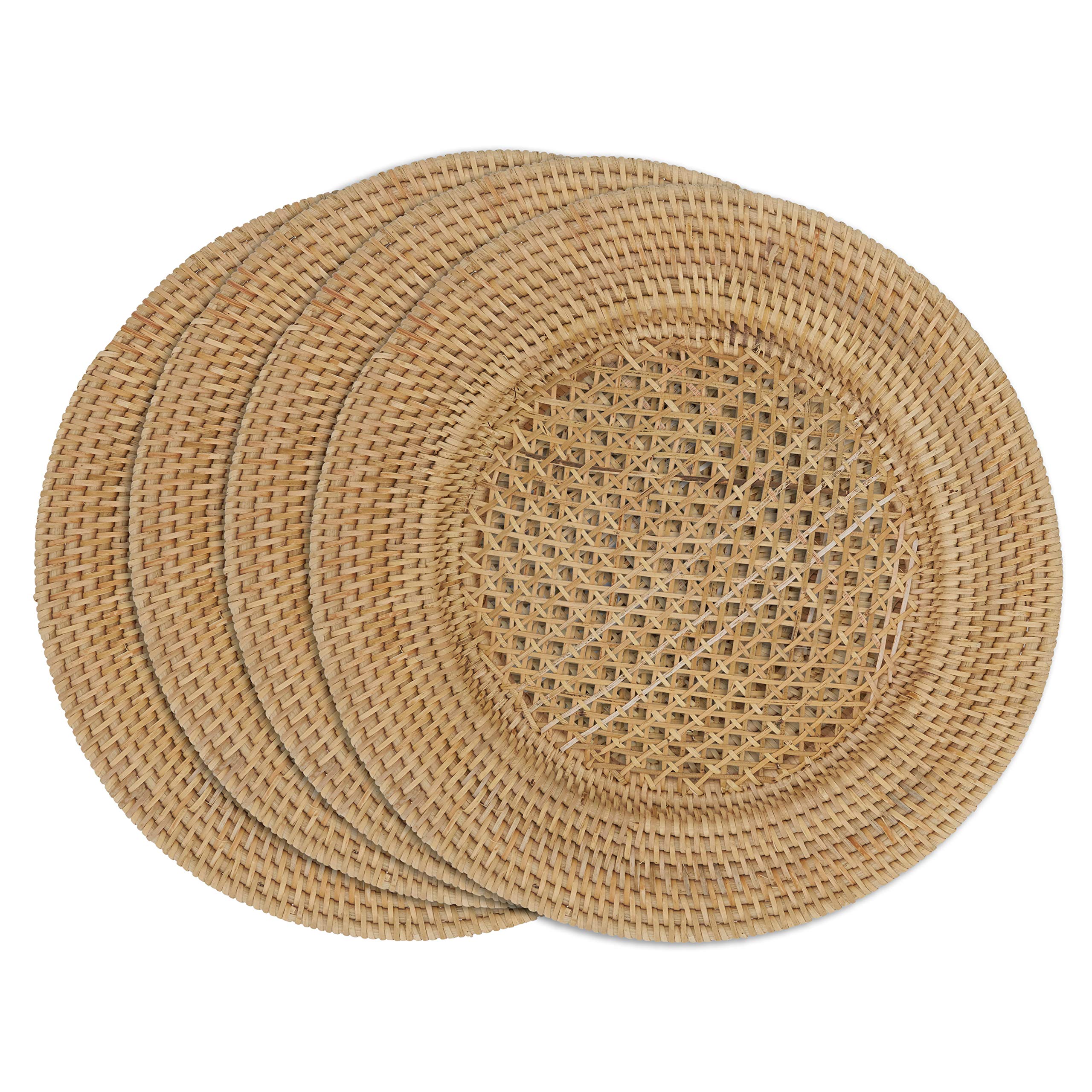 SARO LIFESTYLE Handmade Rattan Charger Plates (Set of 4)