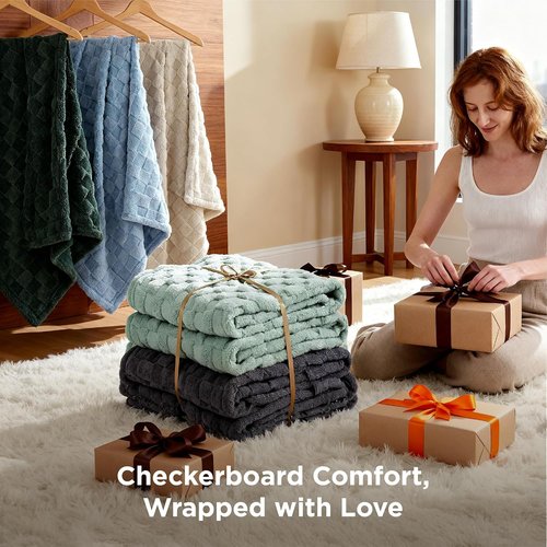 Bedsure GentleSoft Blanket - Super Soft Cozy Queen Size Fleece Throw in Sage Green, 90x90 Inches