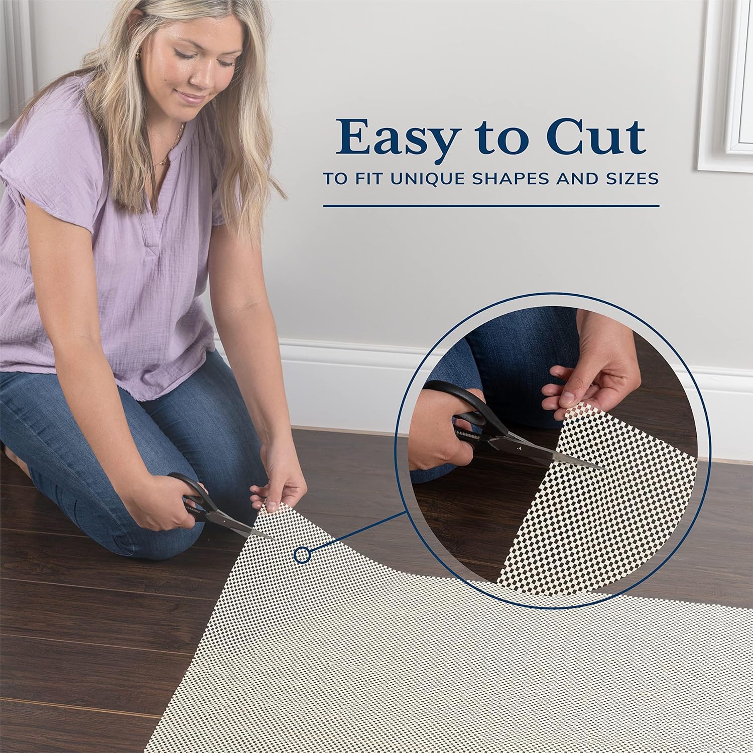Veken Round Rug Pad Gripper - Non-Slip Circle Mat for Hardwood & Tile Floors | 2x2 Ft Anti-Skid Design